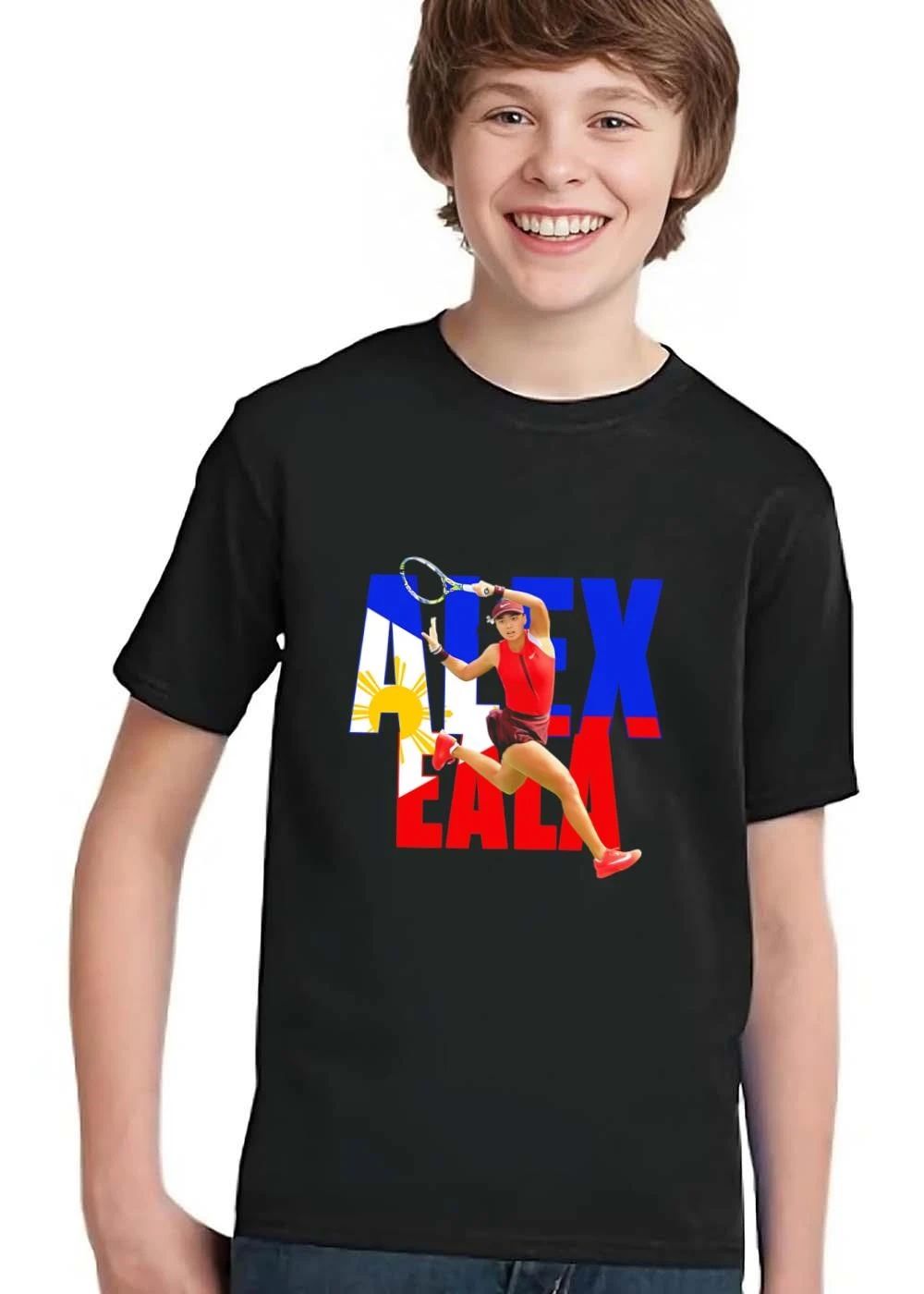 Alex Eala Female Tennis Player Midair Action Shot Philippine Flag Typography shirt