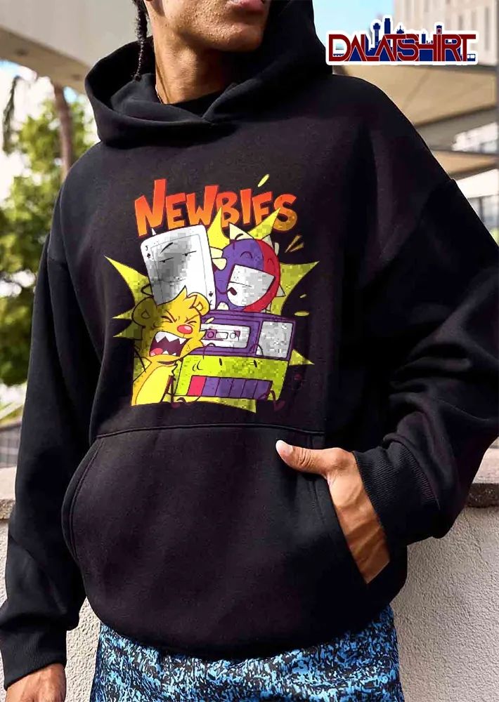 Newbies Cartoon Object Characters Playing Card Bear Boombox shirt