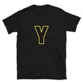 Letter  Y Yellow Bold Font Simple Black T-Shirt