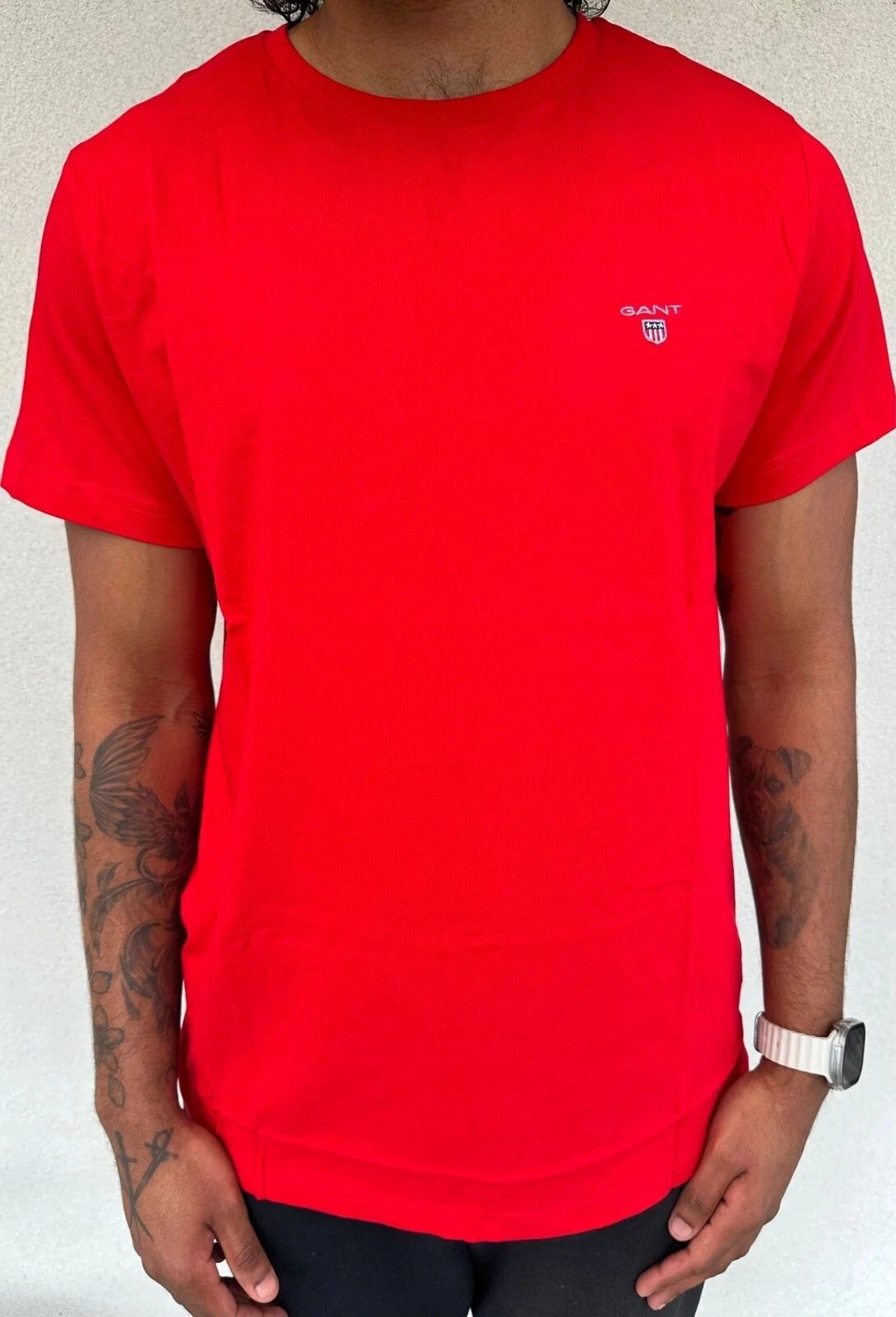 GANT Men’s Crew Neck T-Shirt Red Regular Fit Cotton Casual Tee