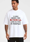 I Like Beer And Baseball Maybe 3 People Distressed Varsity Lettering shirt