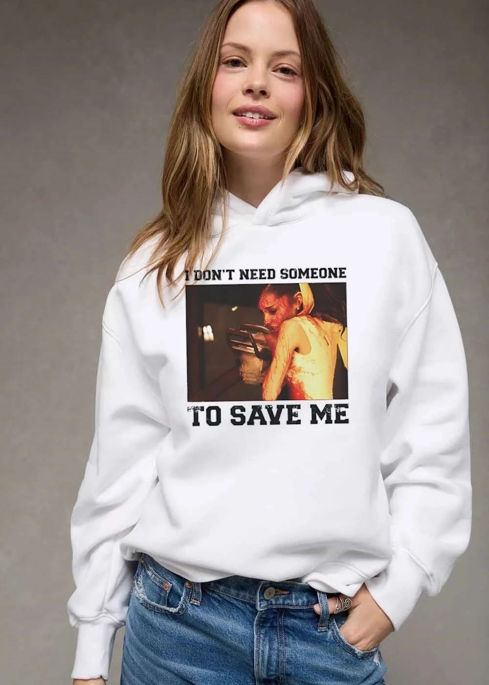 I Dont Need Someone To Save Me Bloody Woman Holding Chainsaw Frame shirt
