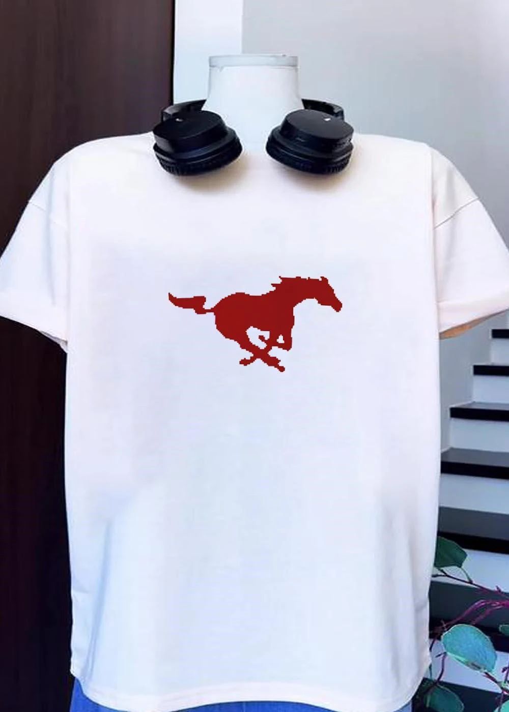 Mustang Red Galloping Horse T-Shirt