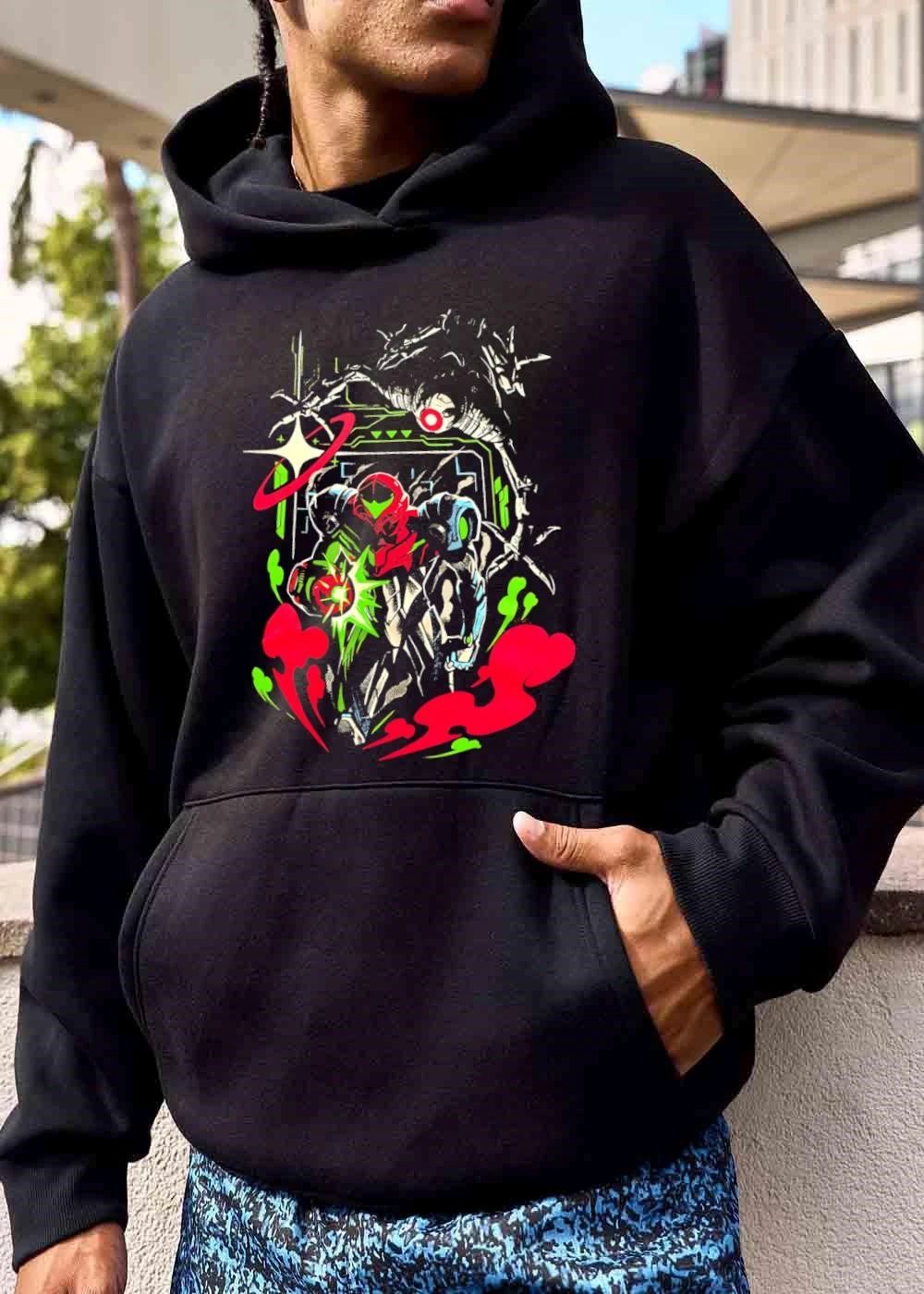 Sci Fi Armored Bounty Hunter Emmi Robot Neon Comic shirt