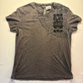 Blackkavv Mens Graphic V-Neck T-Shirt Gray Aztec Bird Print Size Large Cotton