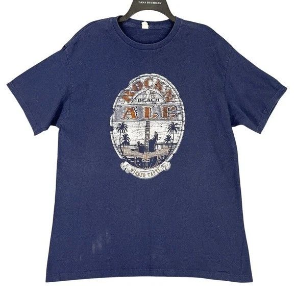 Rockin Beach Ale Shirt Huntington Beach California Guitar Beer Pub Bar Size L