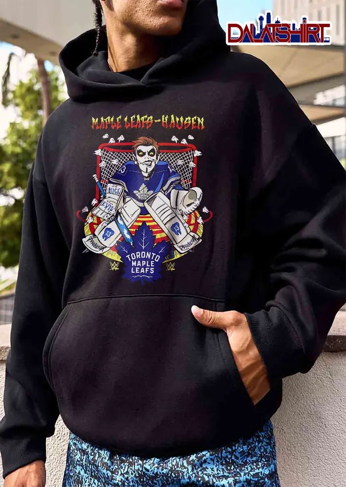 Toronto Maple Leafs NHL Hausen Very Nice Evil Danhausen Cartoon Hockey Goalie Net Flying Teeth shirt