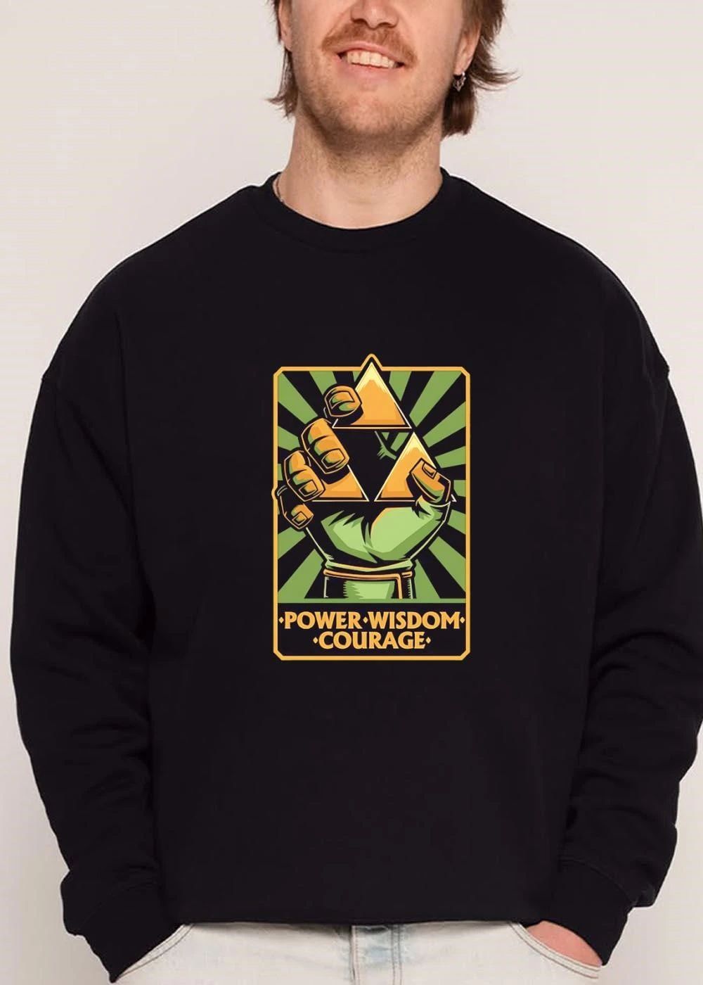 Power Wisdom Courage Green Hand Holding Golden Triforce Triangles Frame shirt
