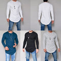 Fashion Men's Casual O Neck T-Shirt Long Sleeve Slim Fit Longline Tee Blouse Top