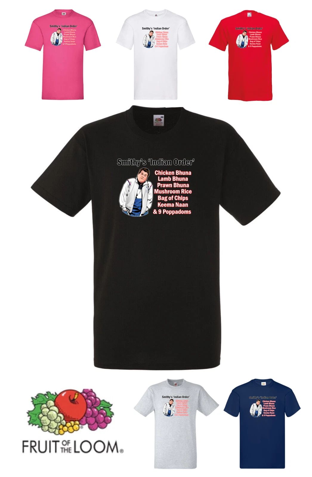 SMITHYS INDIAN ORDER GAVIN & STACEY TSHIRT CHRISTMAS STAG HEN JAMES CORDEN