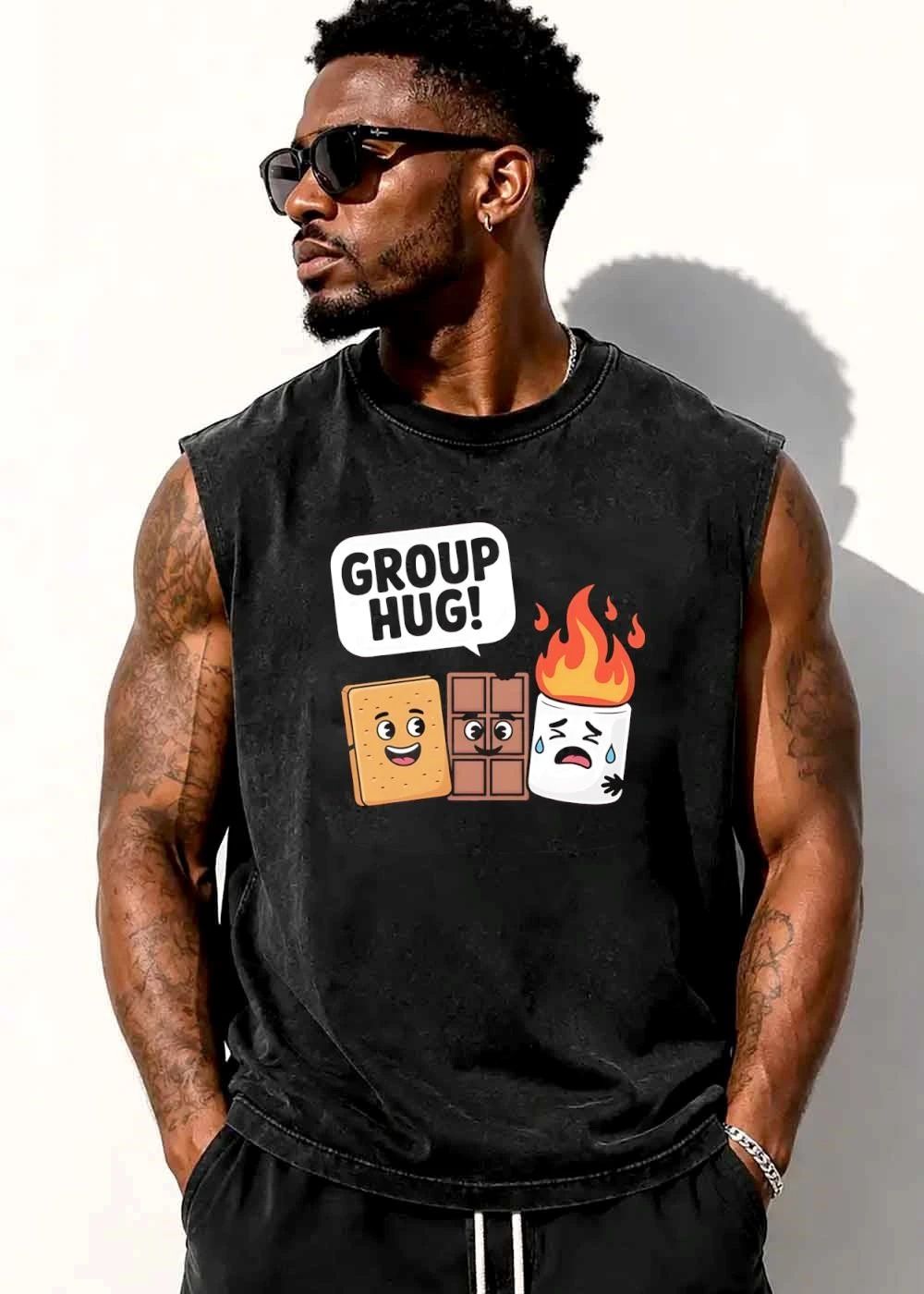 Group Hug Cartoon Graham Cracker Chocolate Flaming Marshmallow shirt