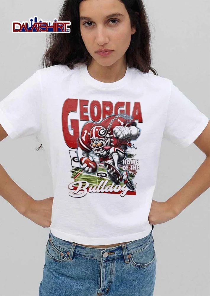 Georgia Bulldogs NCAA Home Of The Cartoon Mascot Running Football Field shirt
