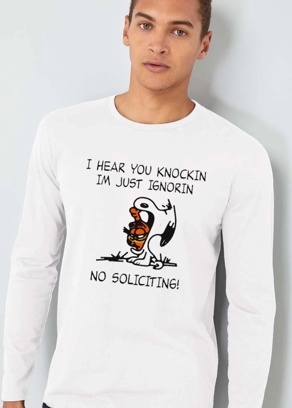 Original I Hear You Knockin Im Just Ignorin No Soliciting Cartoon Cat Headphones shirt