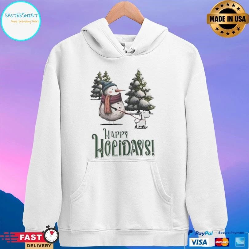 Happy Holidays Snowman And Dog T-shirts