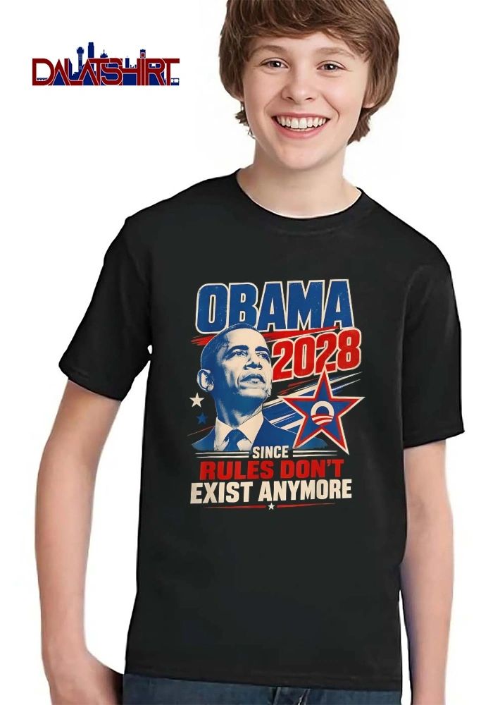 Obama 2028 Since Rules Dont Exist Anymore Portrait Red White Blue Star shirt