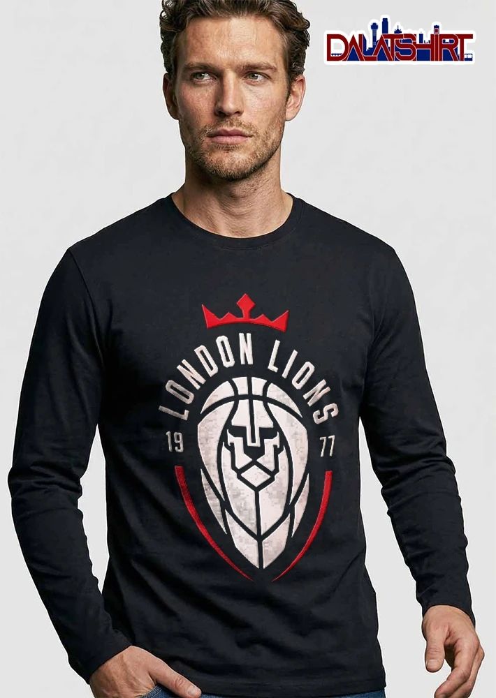London Lions 1977 Red Crown Geometric Basketball Face Crest shirt