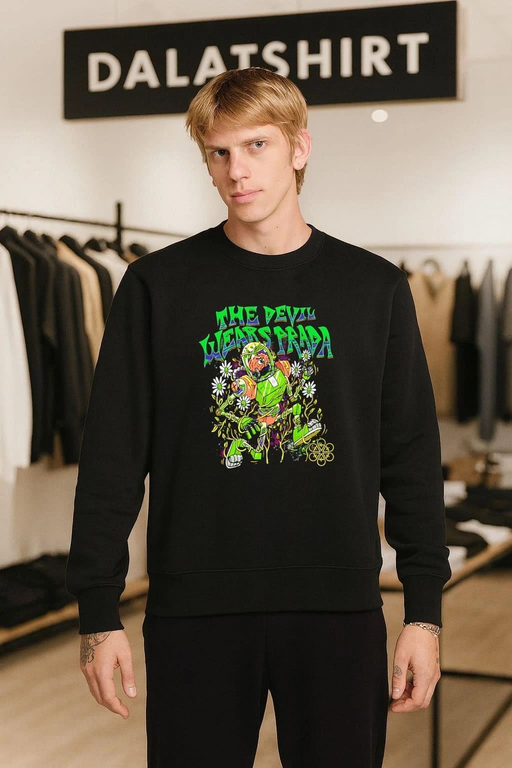 Funny Robot With Brain In Helmet Surrounded By Flowers The Devil Wears Prada shirt