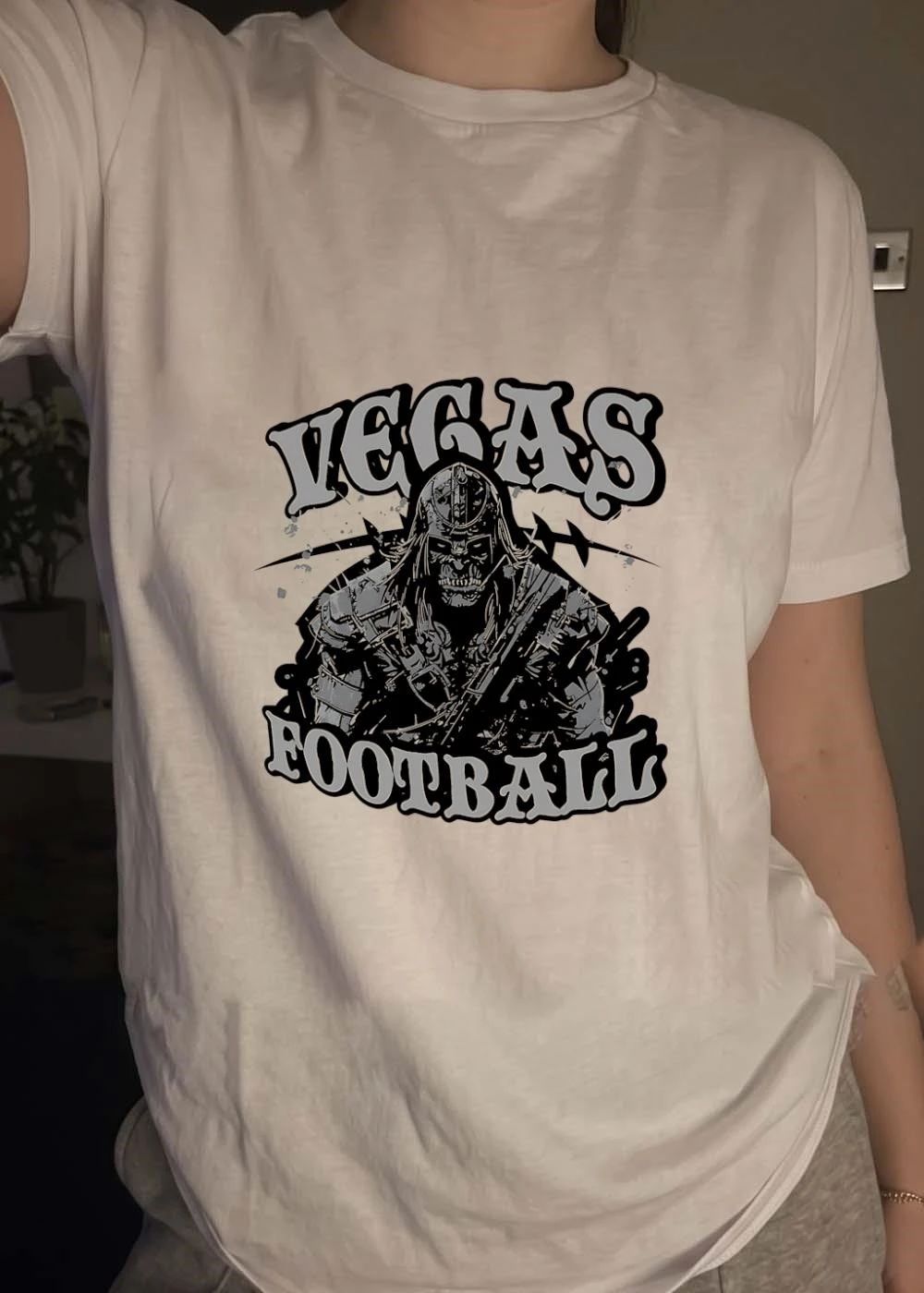Vegas Football Undead Warrior Grayscale Graphic T-Shirt