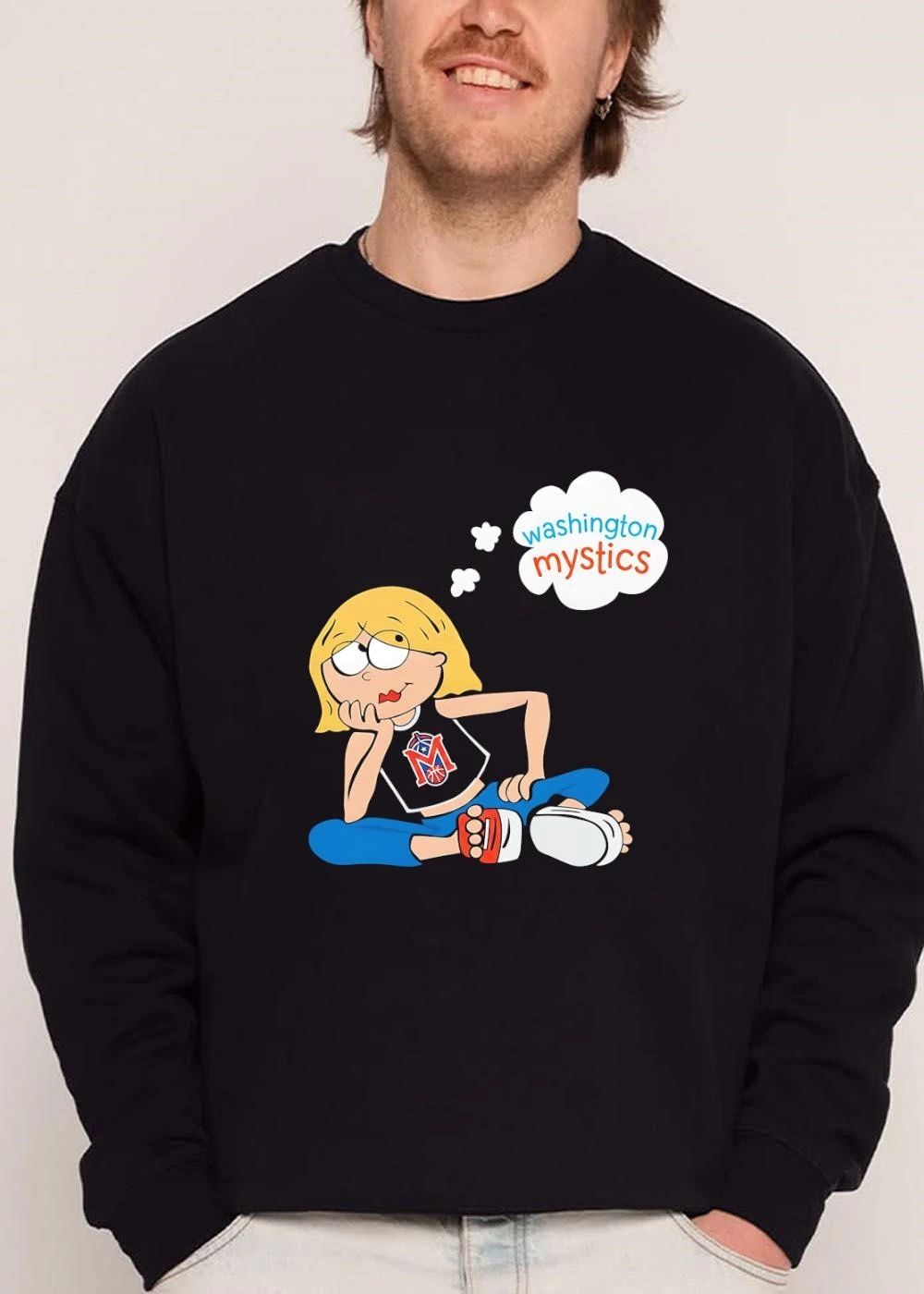 Premium Washington Mystics WNBA Cartoon Blonde Girl Daydreaming Sitting shirt