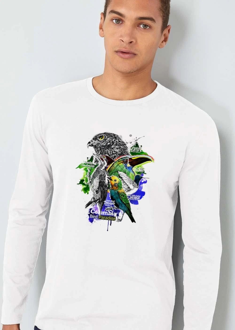 Colombia Bird Paradise Roadside Hawk Lineated Woodpecker Emerald Toucanet Watercolor Splatter Collage shirt
