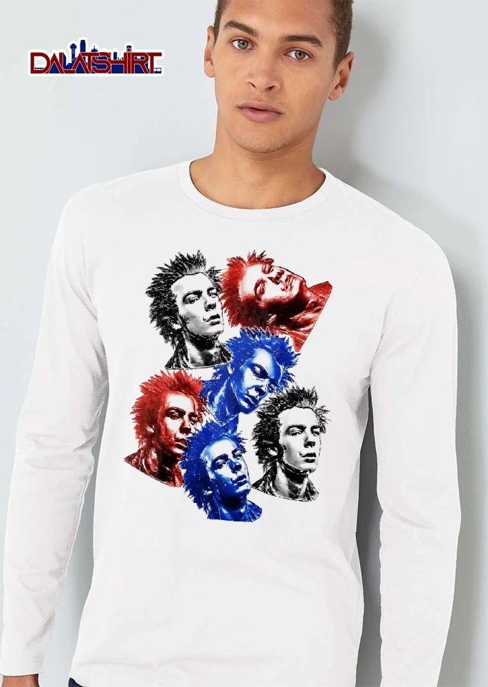 Spiky Hair Red Blue Sid Vicious Pop Art Punk Rocker Portrait Collage shirt