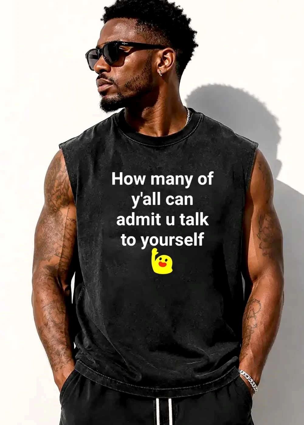 How Many Of Yall Can Admit You Talk To Yourself Yellow Emoji Raising Hand shirt