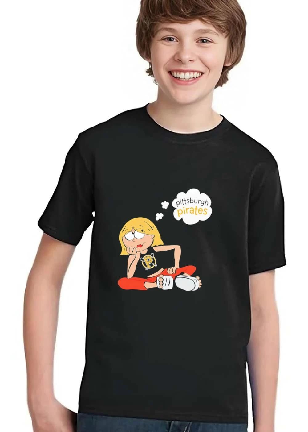 Original Pittsburgh Pirates MLB Cartoon Blonde Girl Sitting Thought Bubble shirt