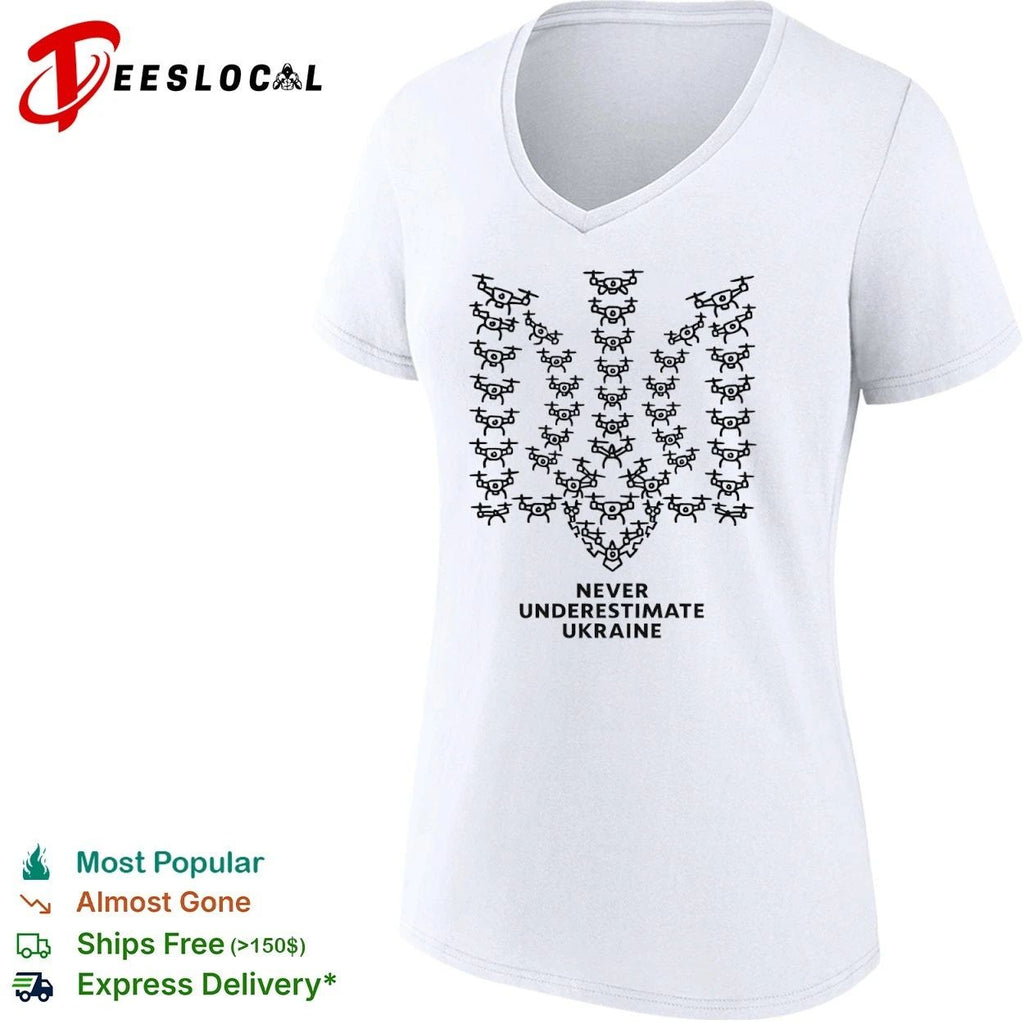 Never Underestimate Ukraine Drones Trident T-shirt