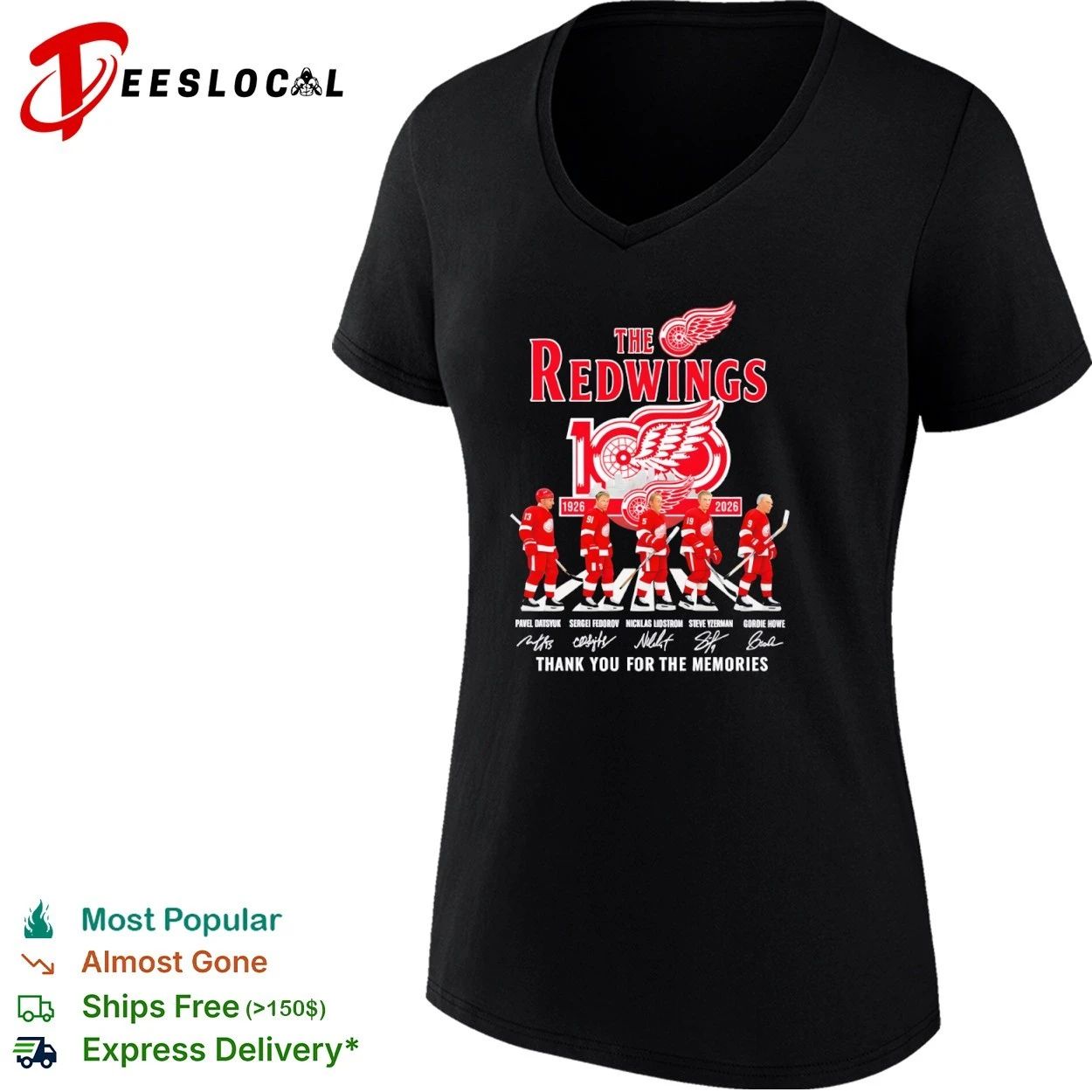 The Red Wings 1926-2026 Pavel Datsyuk Sergei Fedorov Nicklas Lidstrom Steve Yzerman Gordie Howe T-shirt