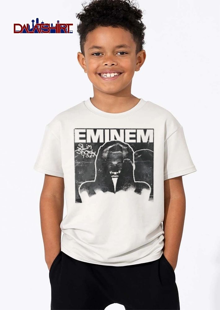 Eminem Slim Shady Tour Hooded Figure Halftone Silhouette Distressed shirt