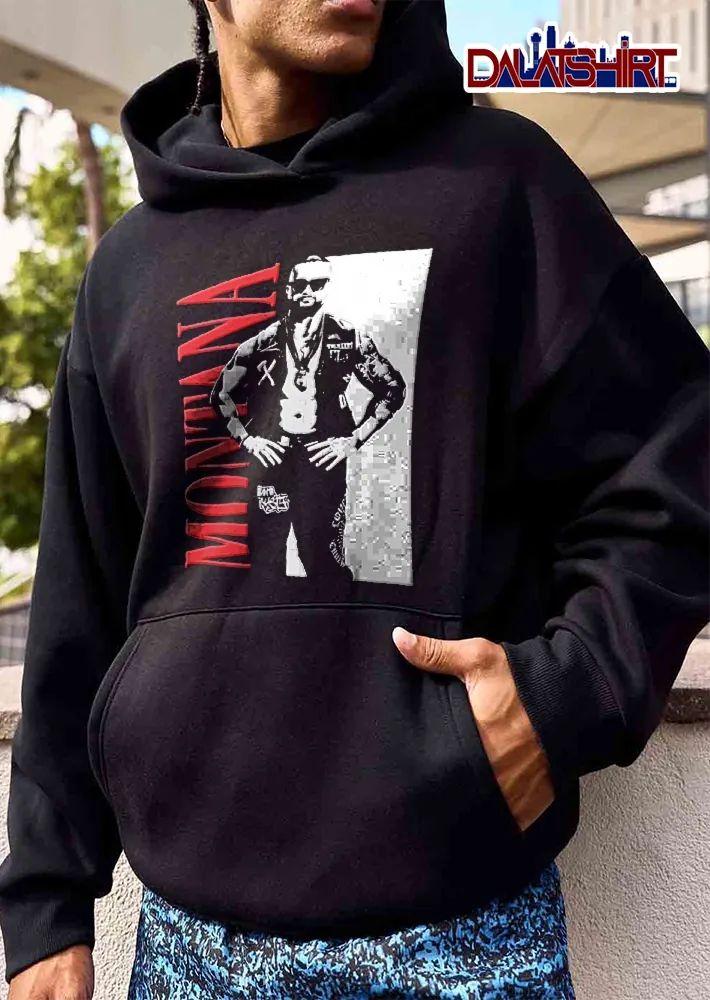 Montana French Montana Stencil Graphic Hands On Hips Sunglasses Leather Vest shirt