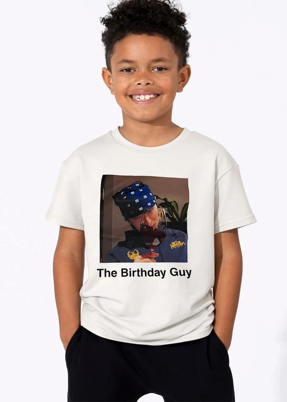 The Birthday Guy Man Sipping Red Wine Blue Bandana Photo shirt