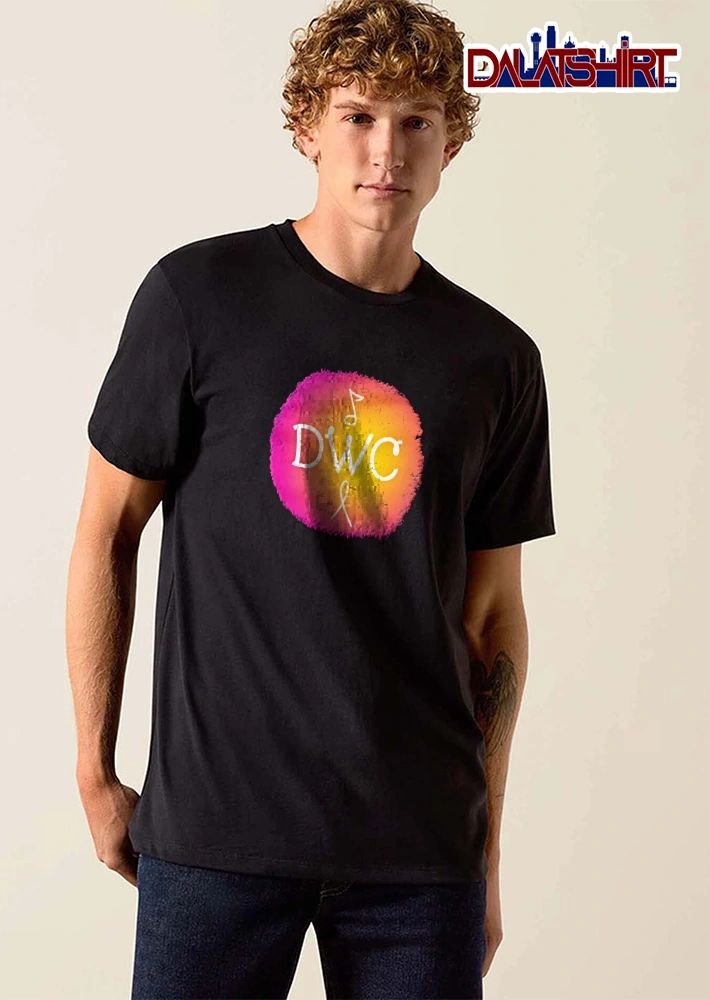 DWC Pink Orange Watercolor Circle Musical Note Awareness Ribbon shirt