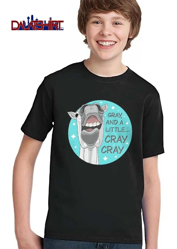 Gray And A Little Cray Cray Cartoon Wide Open Mouth Horse Head Teal Circle Stars shirt
