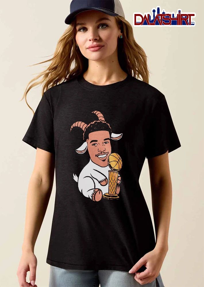 Cartoon Goat Caricature Holding Basketball Championship Trophy shirt