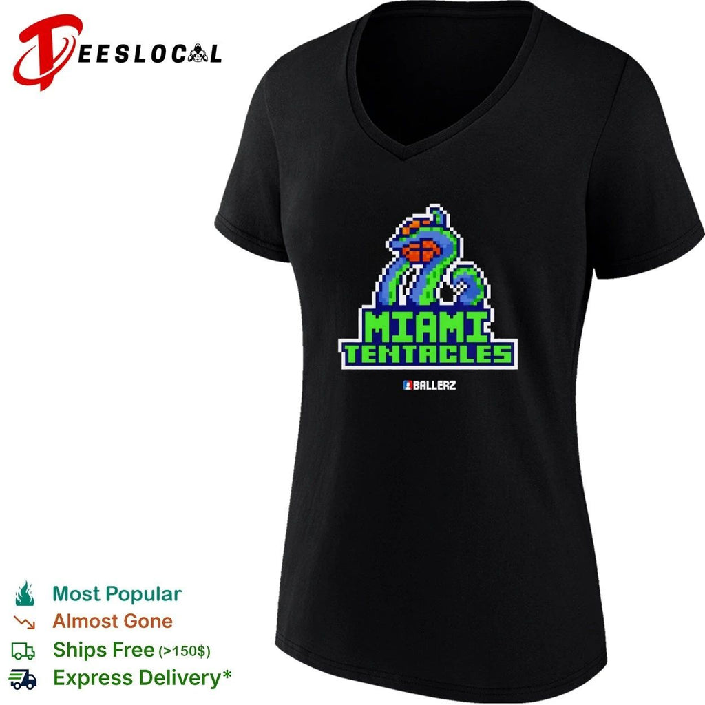 Miami Tentacles Ballerz basketball pixel art T-shirt