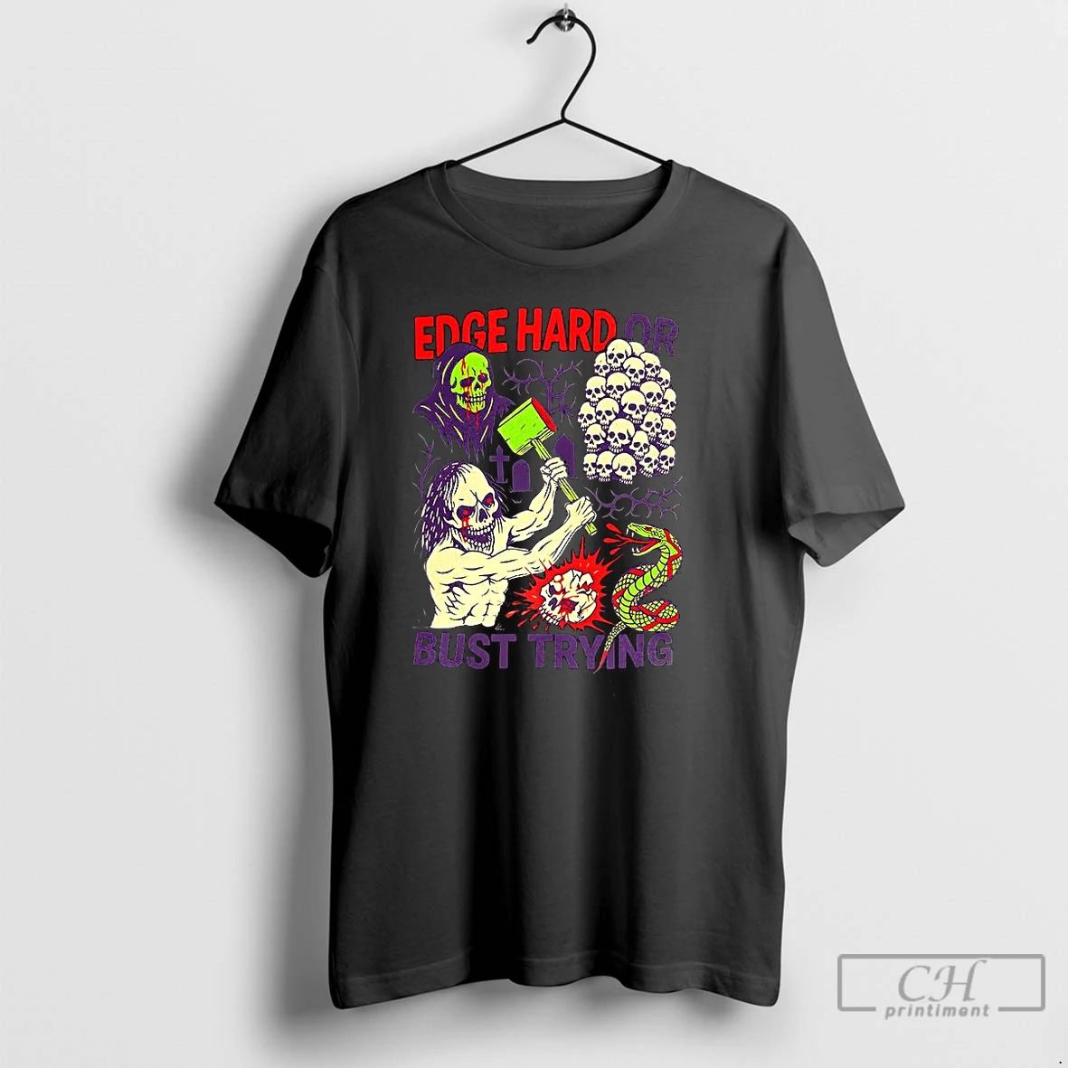 Premium Edge Hard Or Bust Trying Horror T Shirts