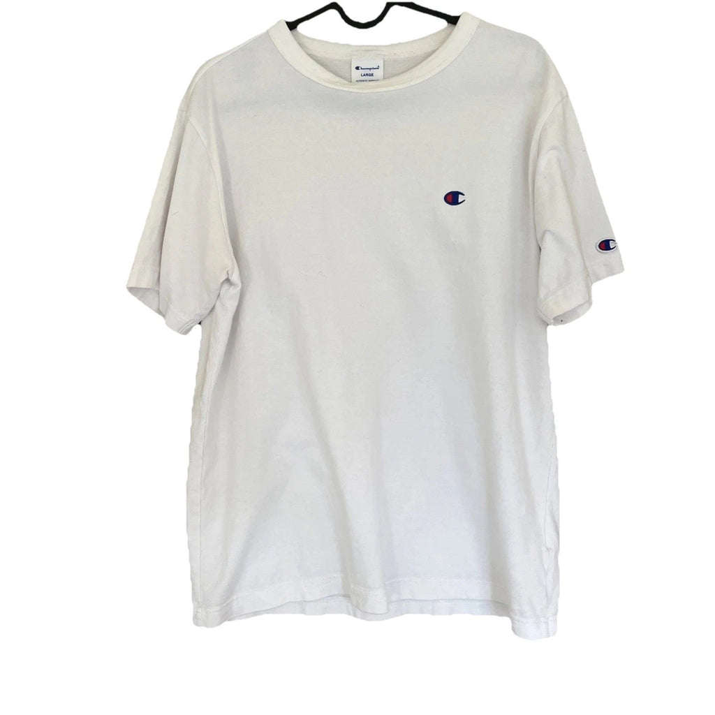 Champion T-shirts One point Logo embroidery Simple Solid Size L White