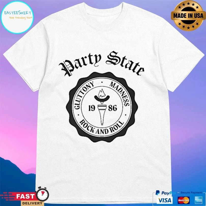Party State Gluttony Madness Rock And Roll 1986 Logo T-shirts
