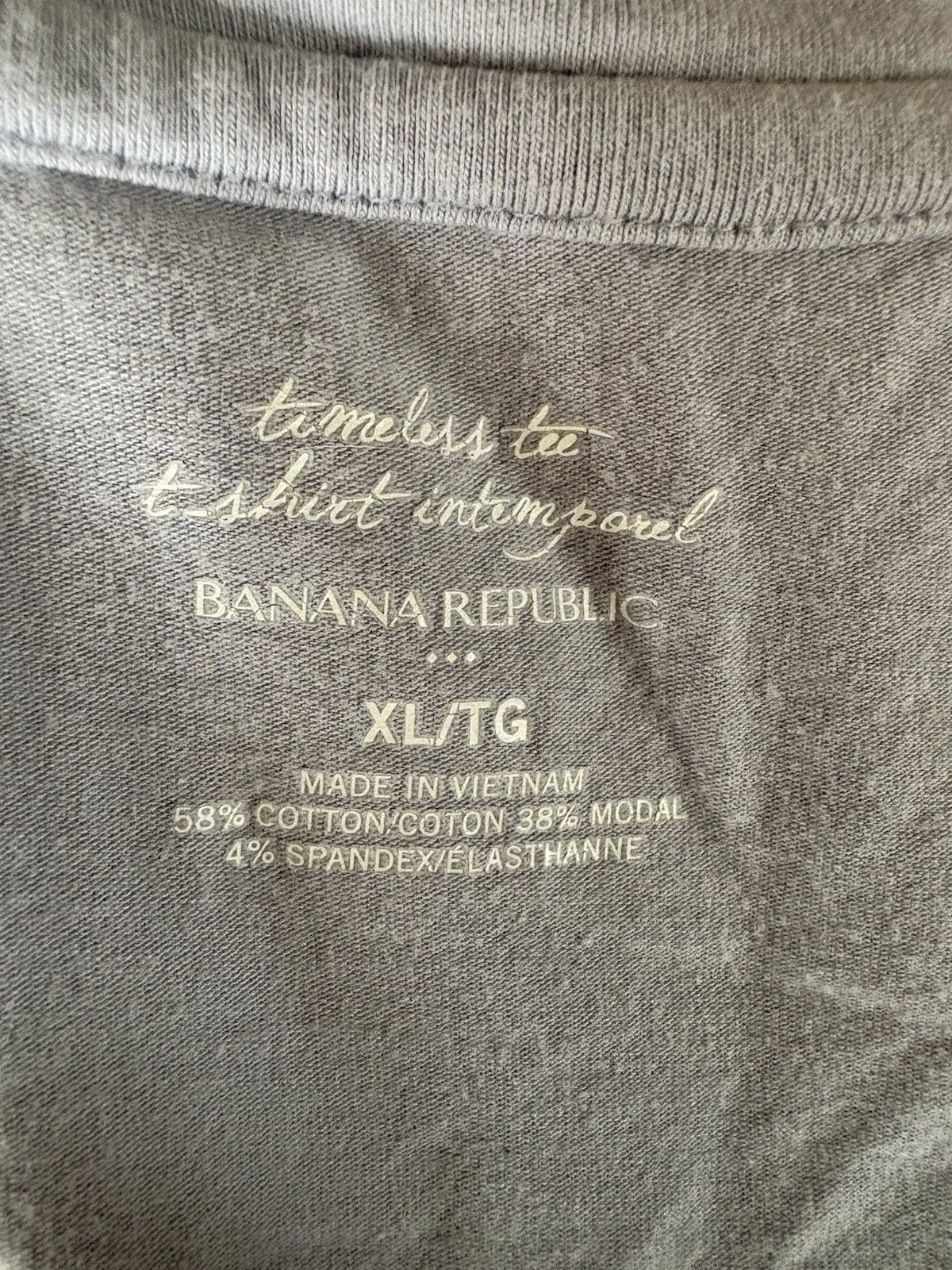 Banana Republic Timeless Tee Men's T-Shirt Gray V-Neck XL Cotton Blend Short Sl…