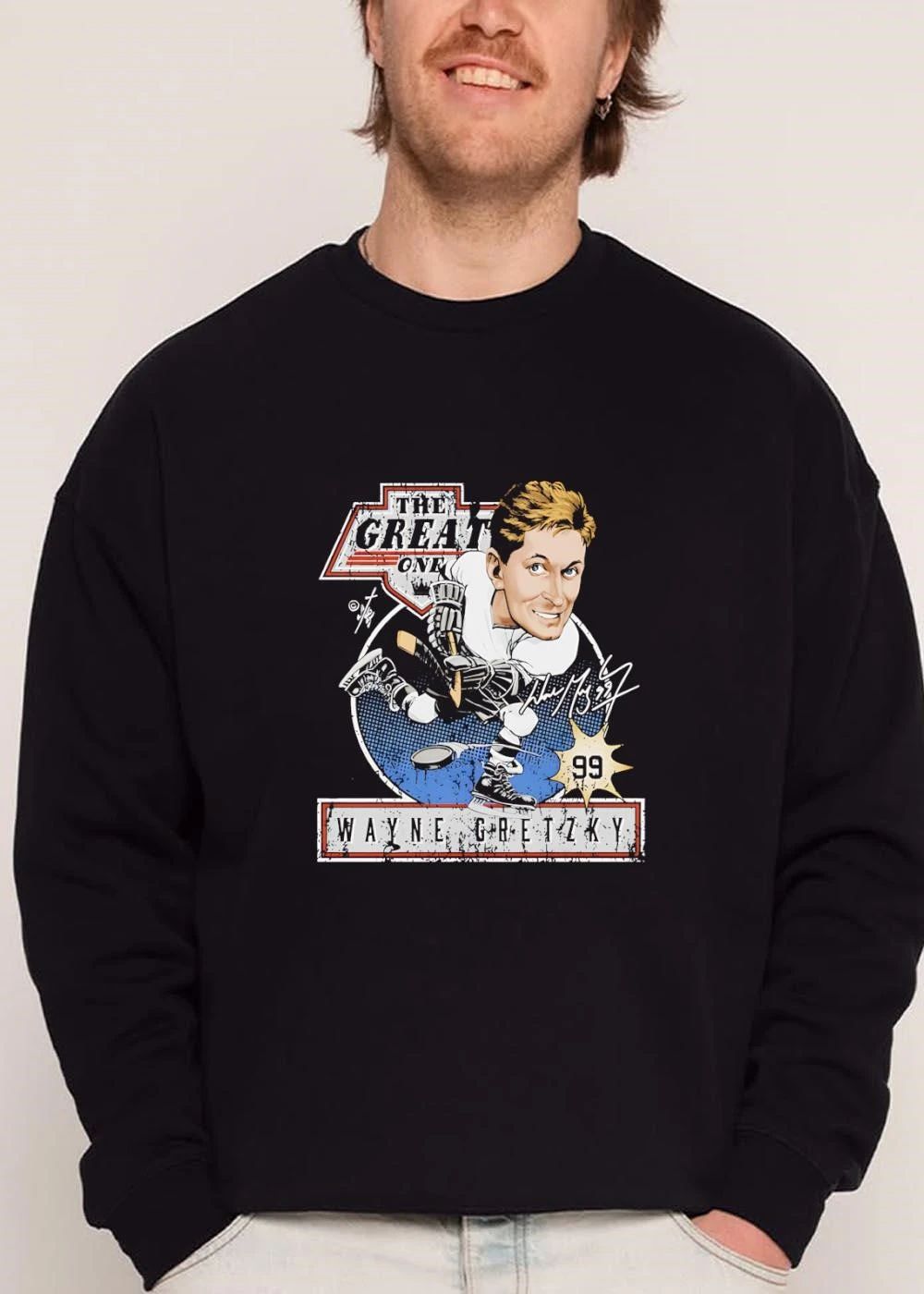 The Great One Wayne Gretzky 99 Distressed Cartoon Caricature Hockey Player shirt
