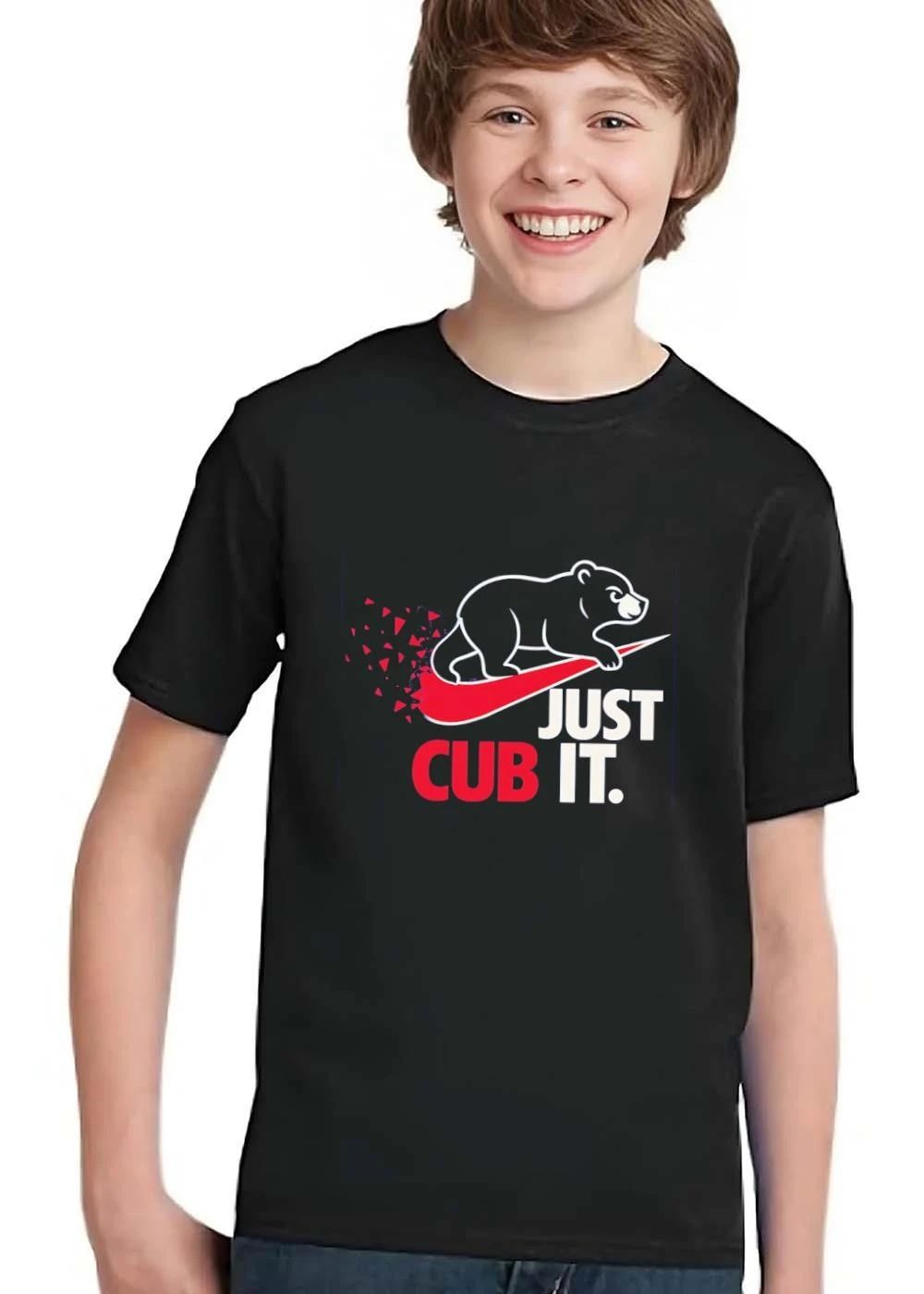 Just Cub It Black Bear Walking On Disintegrating Red Swoosh Logo shirt