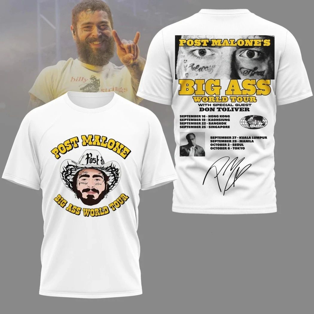 Post Malone Big Ass World Tour 2026 Two Sided T-Shirt – Perfect Gift for Men & Women