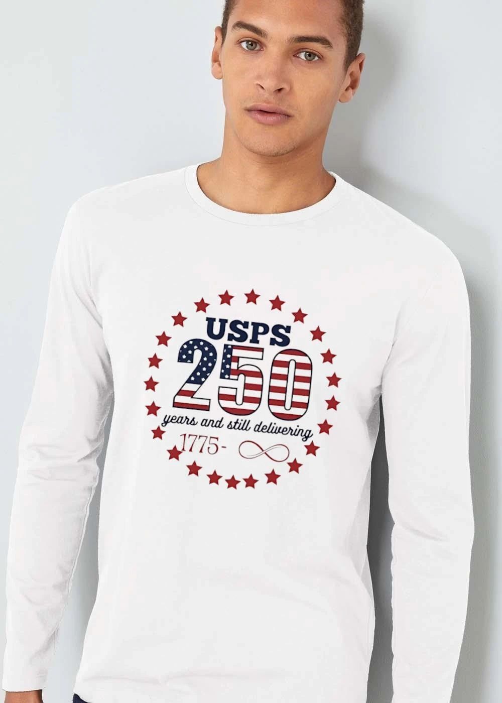 Usps 250 Years And Still Delivering 1775 Infinity Red Stars US Flag Circle shirt