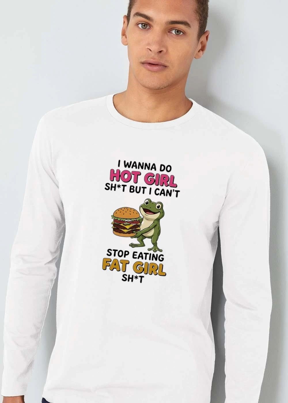 I Wanna Do Hot Girl Shit But Cant Stop Eating Fat Cartoon Frog Holding Cheeseburger shirt