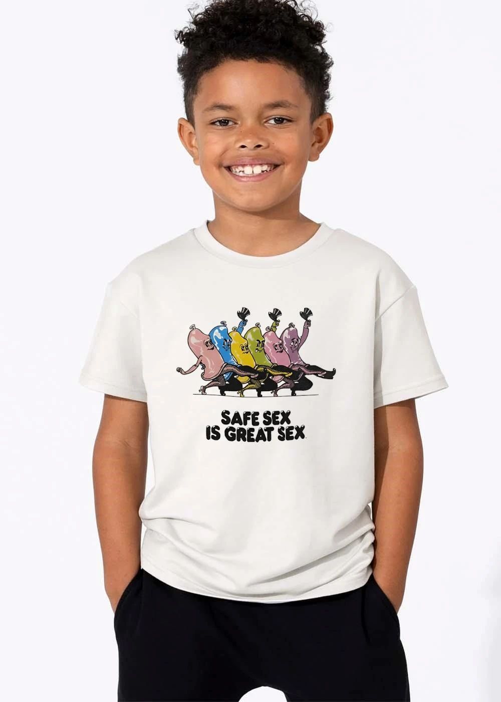 Safe Sex Is Great Cartoon Colorful Condoms Dancing Chorus Line shirt