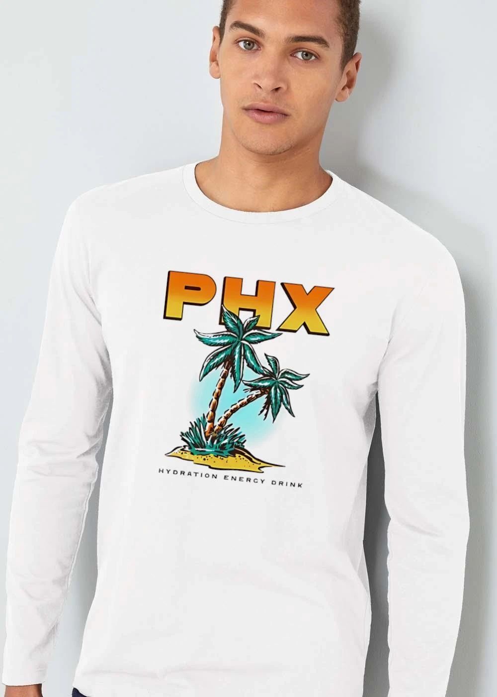 Phx Hydration Energy Drink Teal Palm Trees Tropical Sand Island shirt
