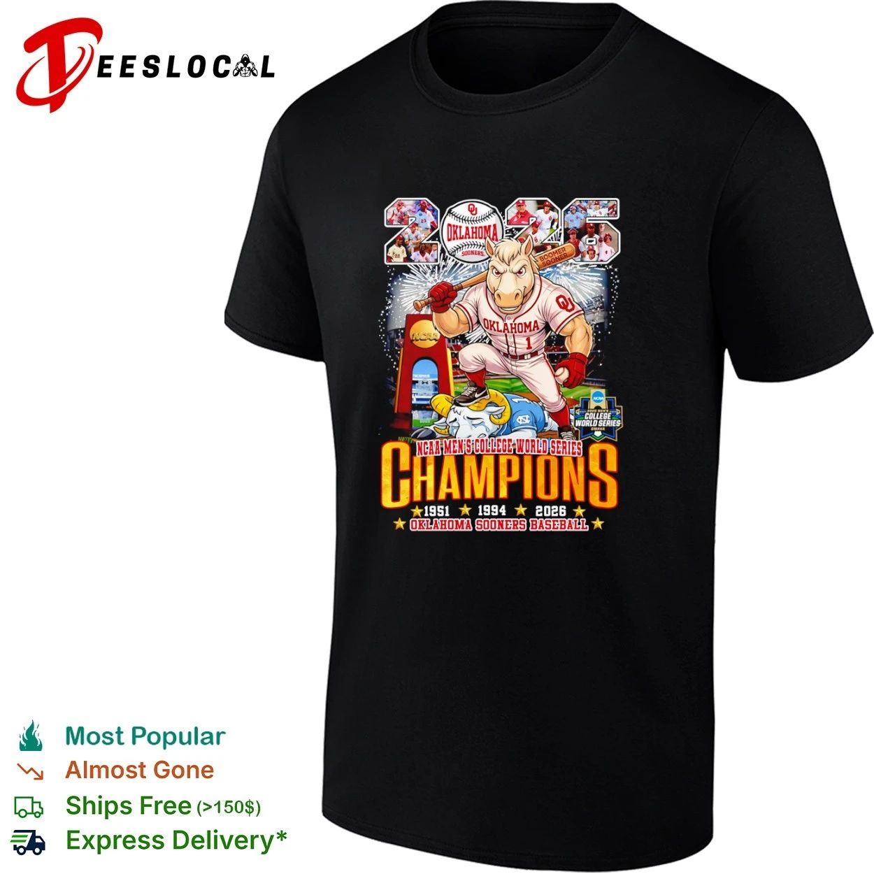Oklahoma Sooners 2026 NCAA Men’s College World Series Champions T-shirt