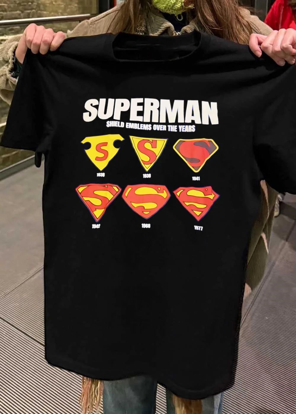 Shield Emblems Over the Years Superman T-Shirt