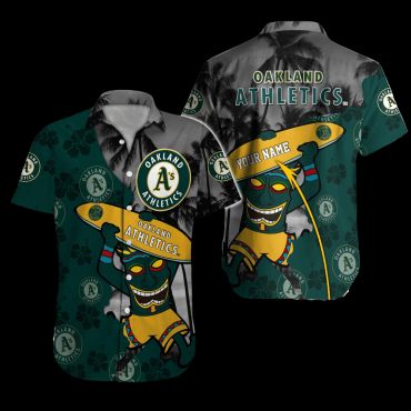 Personalized Oakland Athletics Tiki Surf Hawaiian Shirt